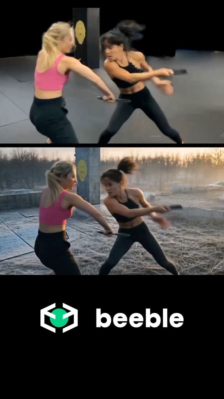 First-frame key from composited fight beat — generative compositing and real-time iteration